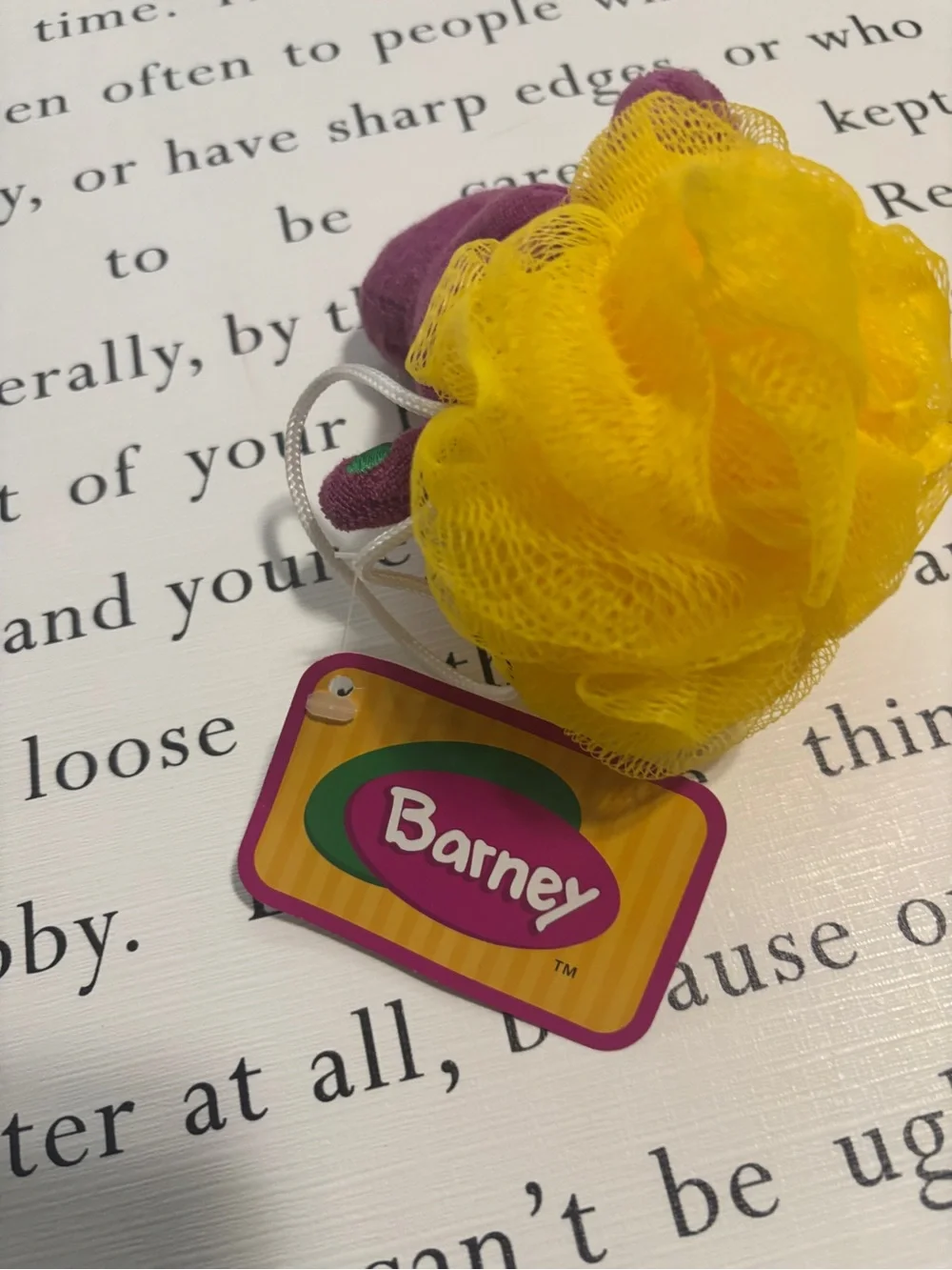 Purple Plush Barney Bath Pouf with Yellow Chick VINTAGE